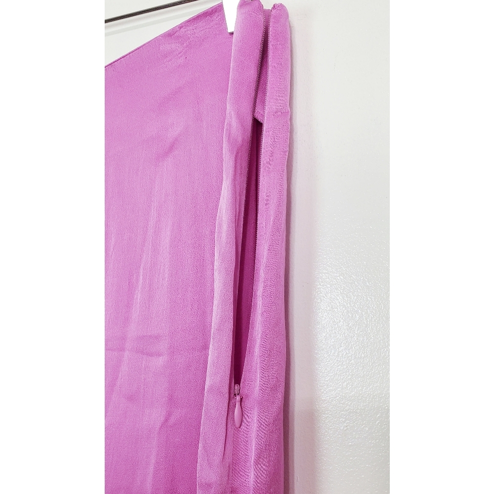 Zara Xl satin wide leg high rise trouser pants orchid silky feel quiet luxury - Picture 4 of 12